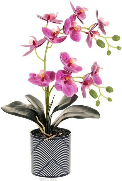 6 Branch Artificial Orchid Stems with Leaves,15” Real Touch Dancing Orchid Flower,Fake Plants Phalaenopsis for Wreaths Wedding Centerpiece Floral Arrangement Porch Summer Cemetery Decor (Rose Pink)