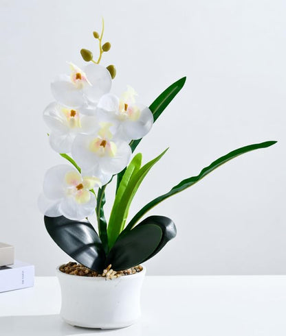 6 Branch Artificial Orchid Stems with Leaves,15” Real Touch Dancing Orchid Flower,Fake Plants Phalaenopsis for Wreaths Wedding Centerpiece Floral Arrangement Porch Summer Cemetery Decor (Rose Pink)