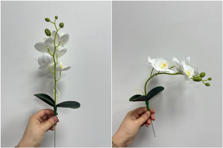 6 Branch Artificial Orchid Stems with Leaves,15” Real Touch Dancing Orchid Flower,Fake Plants Phalaenopsis for Wreaths Wedding Centerpiece Floral Arrangement Porch Summer Cemetery Decor (Rose Pink)