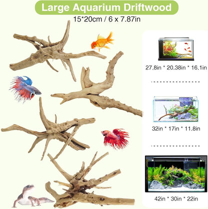 Natural Driftwood for Aquarium, 11-13 inch Reptile Branches Terrarium Wood Aquarium Trunk Driftwood Tree Fish Tank Log Decoration Pack of 2