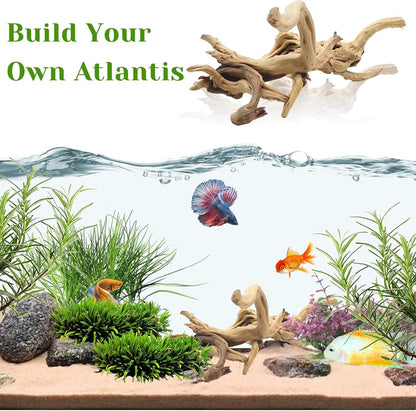 Natural Driftwood for Aquarium, 11-13 inch Reptile Branches Terrarium Wood Aquarium Trunk Driftwood Tree Fish Tank Log Decoration Pack of 2