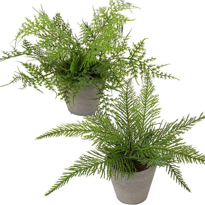 2PCS Fake Plants Potted Artificial Plants Greenery Faux Fern Eucalyptus Décor Plant for Indoor Home Office Bathroom Harmhouse Decoration