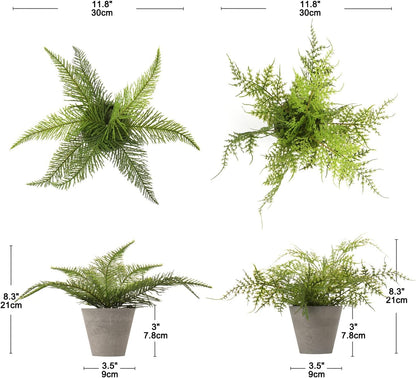 2PCS Fake Plants Potted Artificial Plants Greenery Faux Fern Eucalyptus Décor Plant for Indoor Home Office Bathroom Harmhouse Decoration