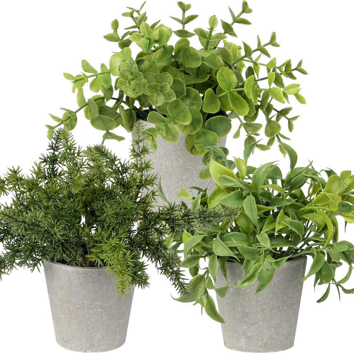 2PCS Fake Plants Potted Artificial Plants Greenery Faux Fern Eucalyptus Décor Plant for Indoor Home Office Bathroom Harmhouse Decoration