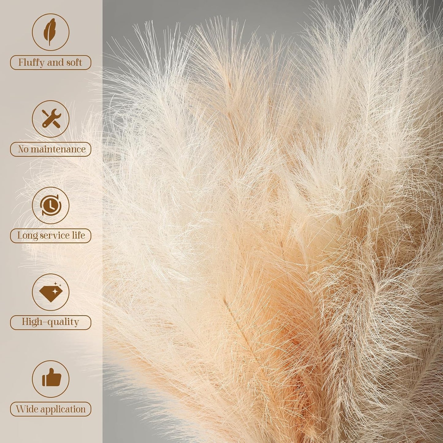 8 Pcs 38''/97cm Tall Faux Large Pampas Grass Decor, Mixed Beige | Artificial pompous pompas, fluffy fake plants, floor vase filler, or wedding kitchen home boho decorations