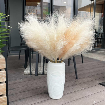 8 Pcs 38''/97cm Tall Faux Large Pampas Grass Decor, Mixed Beige | Artificial pompous pompas, fluffy fake plants, floor vase filler, or wedding kitchen home boho decorations