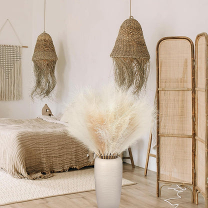 8 Pcs 38''/97cm Tall Faux Large Pampas Grass Decor, Mixed Beige | Artificial pompous pompas, fluffy fake plants, floor vase filler, or wedding kitchen home boho decorations