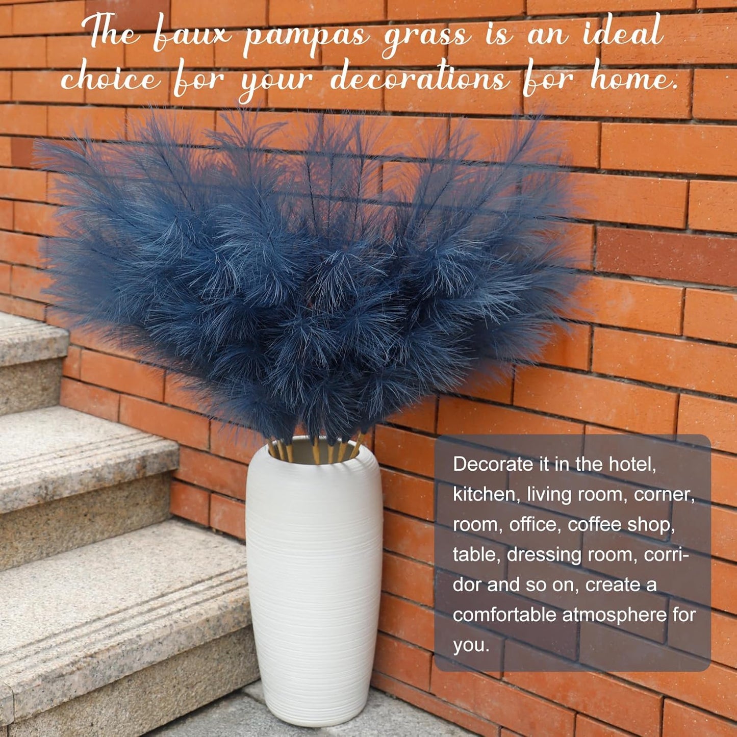 8 Pcs 38''/97cm Tall Faux Large Pampas Grass Decor, Mixed Beige | Artificial pompous pompas, fluffy fake plants, floor vase filler, or wedding kitchen home boho decorations