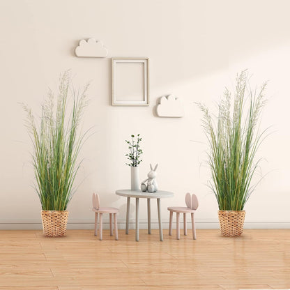 Artificial Plant, 47in Tall, 2pk Grass, Faux House Plant in Pot, Indoor Decorative Flowers & Plants, Housewarming Gift