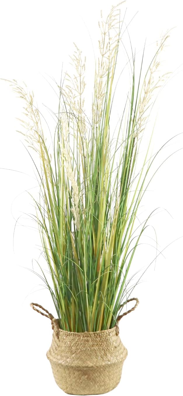 Artificial Plant, 47in Tall, 2pk Grass, Faux House Plant in Pot, Indoor Decorative Flowers & Plants, Housewarming Gift