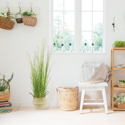 Artificial Plant, 47in Tall, 2pk Grass, Faux House Plant in Pot, Indoor Decorative Flowers & Plants, Housewarming Gift