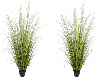 Artificial Plant, 47in Tall, 2pk Grass, Faux House Plant in Pot, Indoor Decorative Flowers & Plants, Housewarming Gift