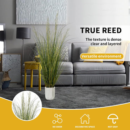 Artificial Plant, 47in Tall, 2pk Grass, Faux House Plant in Pot, Indoor Decorative Flowers & Plants, Housewarming Gift