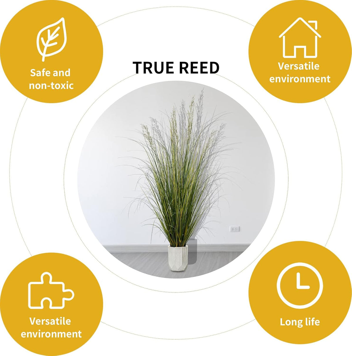 Artificial Plant, 47in Tall, 2pk Grass, Faux House Plant in Pot, Indoor Decorative Flowers & Plants, Housewarming Gift