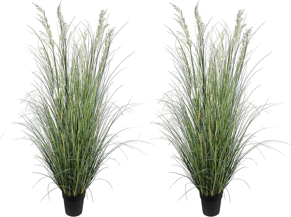 Artificial Plant, 47in Tall, 2pk Grass, Faux House Plant in Pot, Indoor Decorative Flowers & Plants, Housewarming Gift