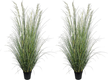 Artificial Plant, 47in Tall, 2pk Grass, Faux House Plant in Pot, Indoor Decorative Flowers & Plants, Housewarming Gift