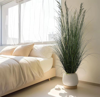 Artificial Plant, 47in Tall, 2pk Grass, Faux House Plant in Pot, Indoor Decorative Flowers & Plants, Housewarming Gift