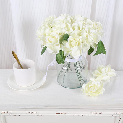 25PCS Gardenia Flowers Artificial 3.15’’ Foam Fake Rose Heads White Faux Gardenia Flowers with Stems for Wedding Bouquet Bridal Shower Party Home Floral Arrangements(White)