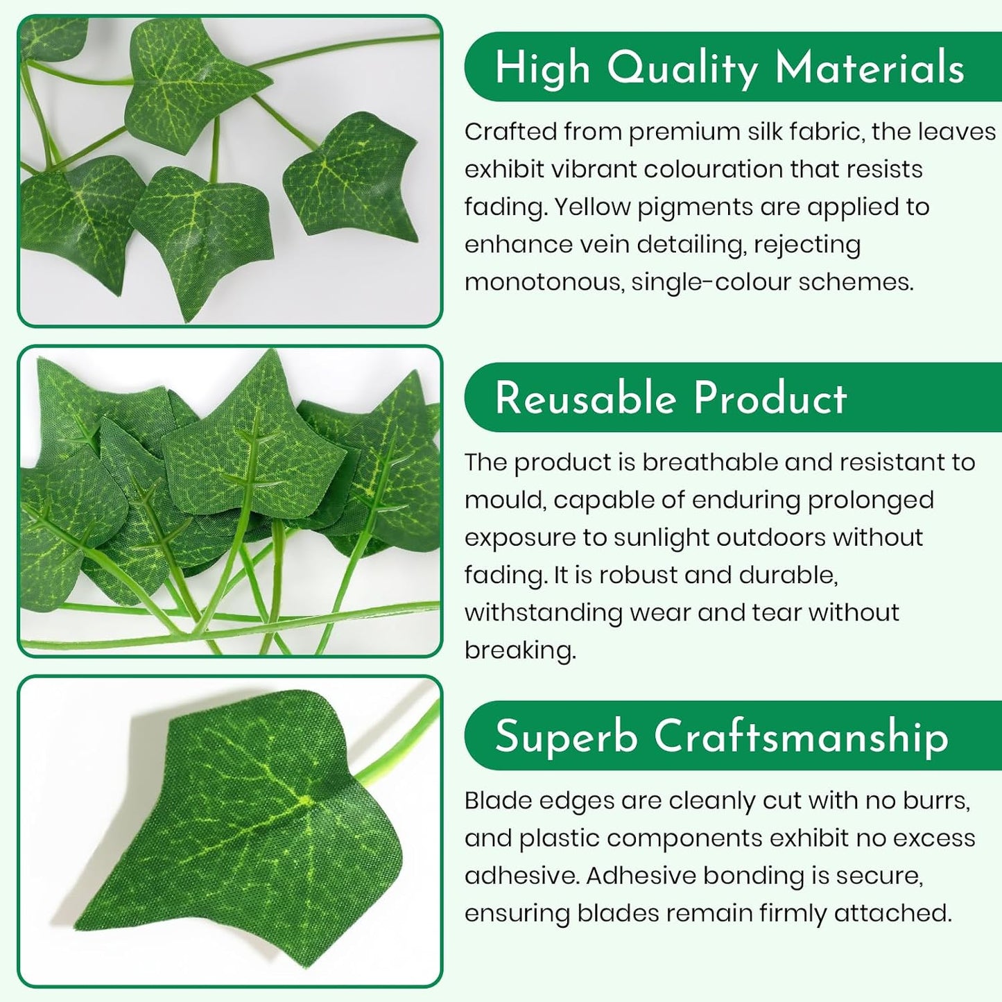 Fake Ivy 8 Pack 56FT Artificial Plants Indoor Outdoor Fake Plants Green Leaves Hanging Plant Fake Vines for Wedding Party Garden Bedroom Wall Decoration