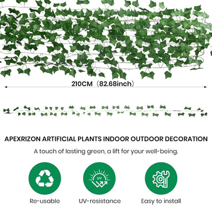 Fake Ivy 8 Pack 56FT Artificial Plants Indoor Outdoor Fake Plants Green Leaves Hanging Plant Fake Vines for Wedding Party Garden Bedroom Wall Decoration