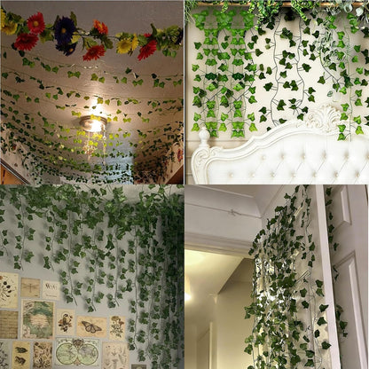 Fake Ivy 8 Pack 56FT Artificial Plants Indoor Outdoor Fake Plants Green Leaves Hanging Plant Fake Vines for Wedding Party Garden Bedroom Wall Decoration