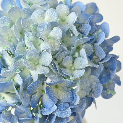 20" 4PCS Artificial Light Blue Hydrangea Flowers Large Faux Latex Real Touch Fake Hydrangeas Silk Bouquet with Leaves Stems for Family Table Office Wedding Party Arrangements
