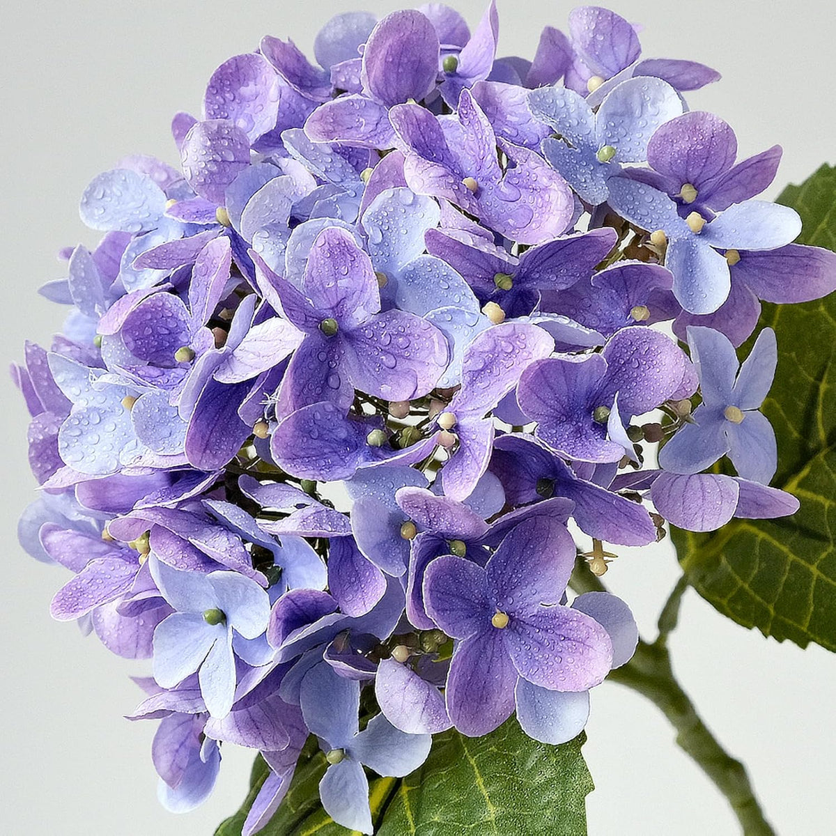 20" 4PCS Artificial Light Blue Hydrangea Flowers Large Faux Latex Real Touch Fake Hydrangeas Silk Bouquet with Leaves Stems for Family Table Office Wedding Party Arrangements