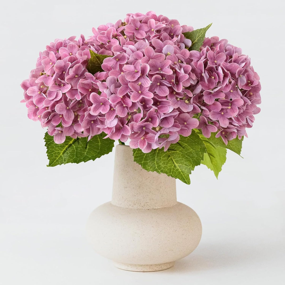 20" 4PCS Artificial Light Blue Hydrangea Flowers Large Faux Latex Real Touch Fake Hydrangeas Silk Bouquet with Leaves Stems for Family Table Office Wedding Party Arrangements