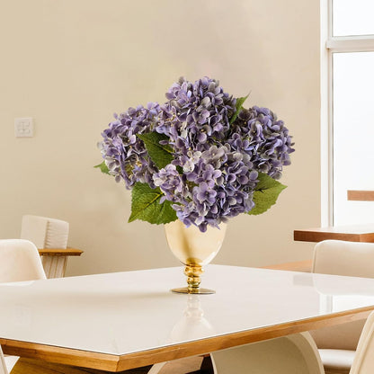 20" 4PCS Artificial Light Blue Hydrangea Flowers Large Faux Latex Real Touch Fake Hydrangeas Silk Bouquet with Leaves Stems for Family Table Office Wedding Party Arrangements