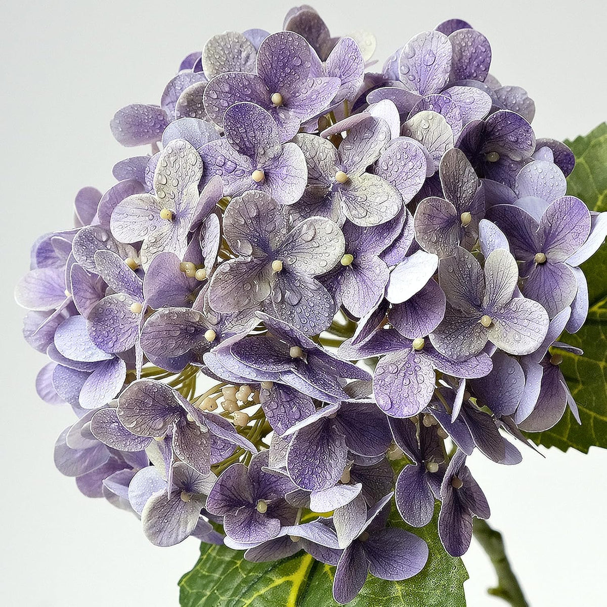 20" 4PCS Artificial Light Blue Hydrangea Flowers Large Faux Latex Real Touch Fake Hydrangeas Silk Bouquet with Leaves Stems for Family Table Office Wedding Party Arrangements