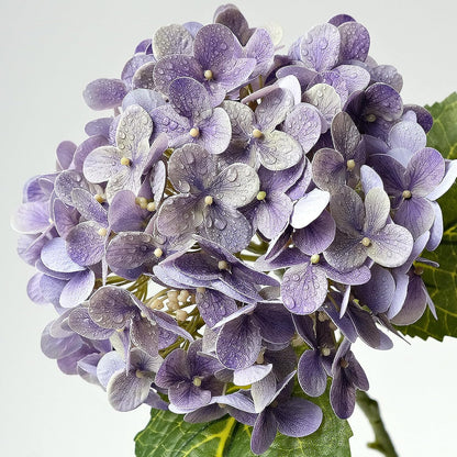 20" 4PCS Artificial Light Blue Hydrangea Flowers Large Faux Latex Real Touch Fake Hydrangeas Silk Bouquet with Leaves Stems for Family Table Office Wedding Party Arrangements