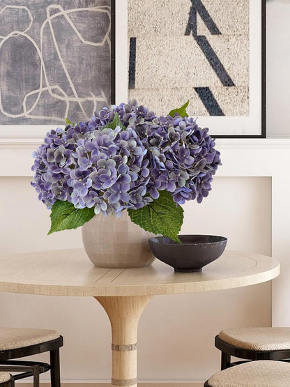 20" 4PCS Artificial Light Blue Hydrangea Flowers Large Faux Latex Real Touch Fake Hydrangeas Silk Bouquet with Leaves Stems for Family Table Office Wedding Party Arrangements
