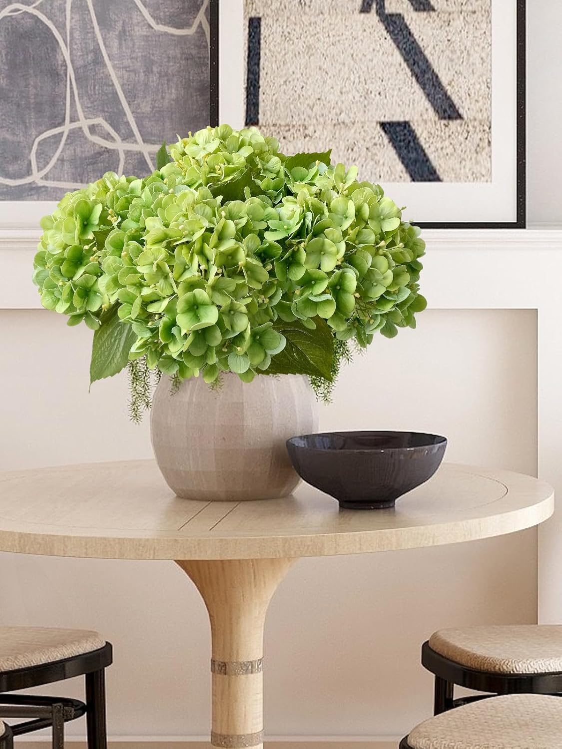 20" 4PCS Artificial Light Blue Hydrangea Flowers Large Faux Latex Real Touch Fake Hydrangeas Silk Bouquet with Leaves Stems for Family Table Office Wedding Party Arrangements