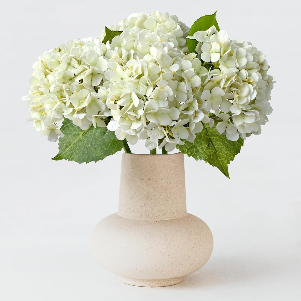 20" 4PCS Artificial Light Blue Hydrangea Flowers Large Faux Latex Real Touch Fake Hydrangeas Silk Bouquet with Leaves Stems for Family Table Office Wedding Party Arrangements