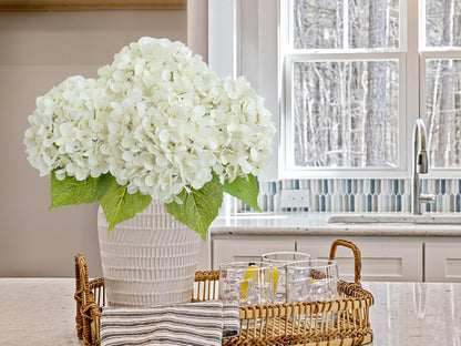20" 4PCS Artificial Light Blue Hydrangea Flowers Large Faux Latex Real Touch Fake Hydrangeas Silk Bouquet with Leaves Stems for Family Table Office Wedding Party Arrangements