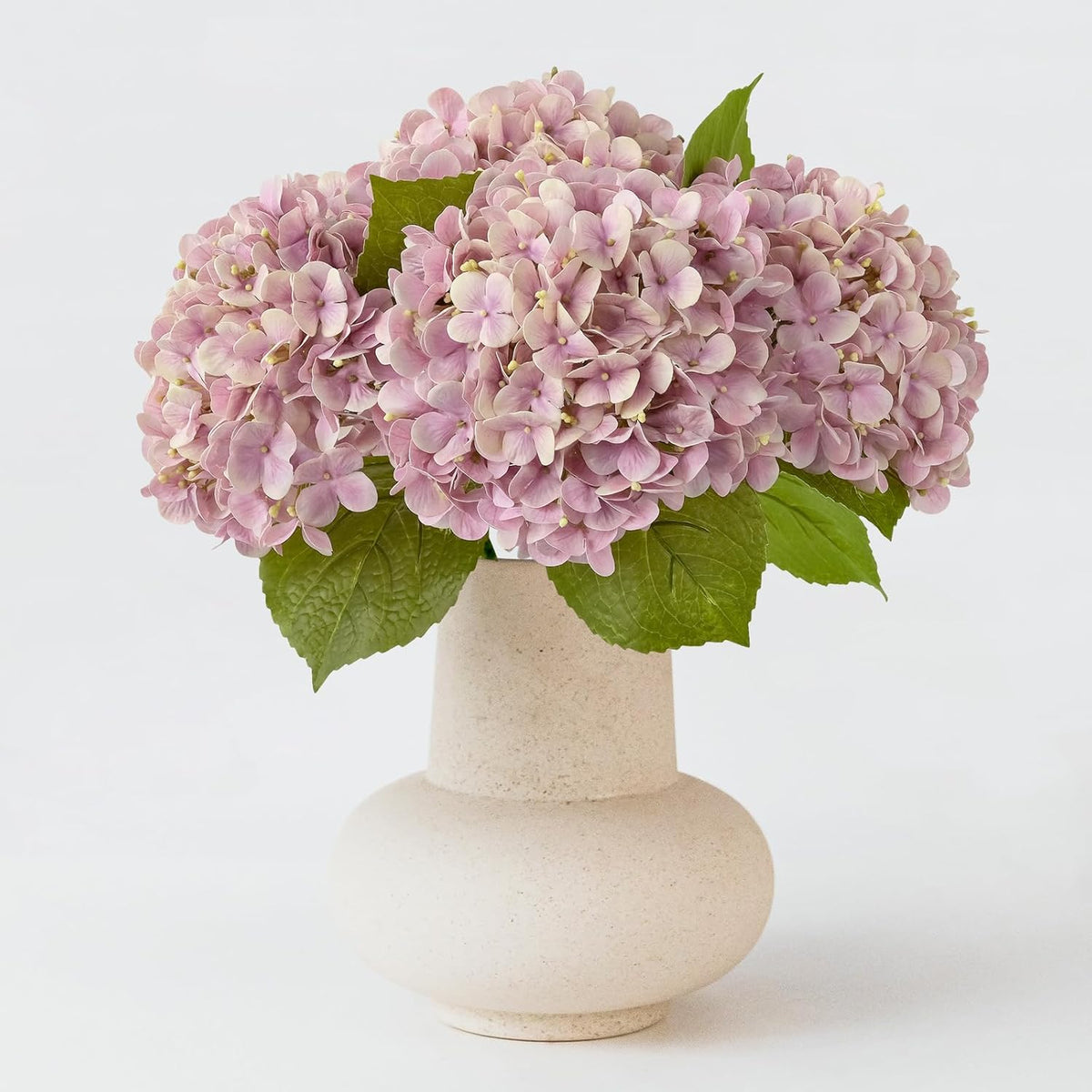 20" 4PCS Artificial Light Blue Hydrangea Flowers Large Faux Latex Real Touch Fake Hydrangeas Silk Bouquet with Leaves Stems for Family Table Office Wedding Party Arrangements