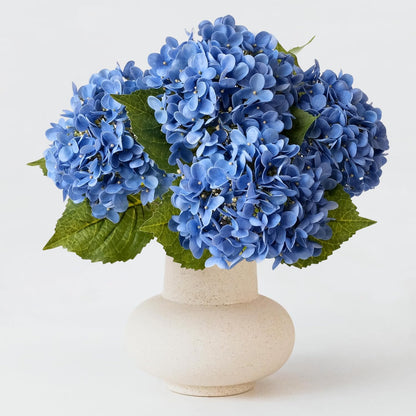 20" 4PCS Artificial Light Blue Hydrangea Flowers Large Faux Latex Real Touch Fake Hydrangeas Silk Bouquet with Leaves Stems for Family Table Office Wedding Party Arrangements