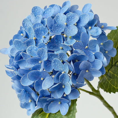 20" 4PCS Artificial Light Blue Hydrangea Flowers Large Faux Latex Real Touch Fake Hydrangeas Silk Bouquet with Leaves Stems for Family Table Office Wedding Party Arrangements