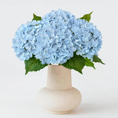 20" 4PCS Artificial Light Blue Hydrangea Flowers Large Faux Latex Real Touch Fake Hydrangeas Silk Bouquet with Leaves Stems for Family Table Office Wedding Party Arrangements