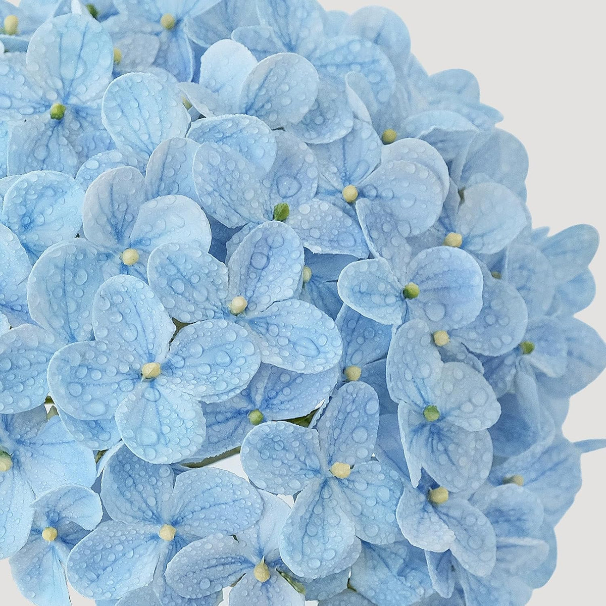 20" 4PCS Artificial Light Blue Hydrangea Flowers Large Faux Latex Real Touch Fake Hydrangeas Silk Bouquet with Leaves Stems for Family Table Office Wedding Party Arrangements