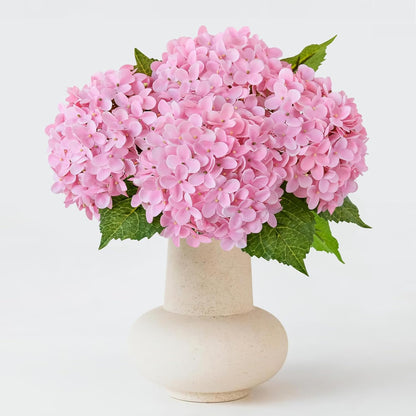 20" 4PCS Artificial Light Blue Hydrangea Flowers Large Faux Latex Real Touch Fake Hydrangeas Silk Bouquet with Leaves Stems for Family Table Office Wedding Party Arrangements