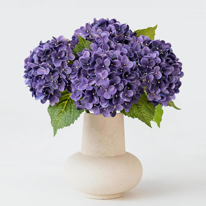 20" 4PCS Artificial Light Blue Hydrangea Flowers Large Faux Latex Real Touch Fake Hydrangeas Silk Bouquet with Leaves Stems for Family Table Office Wedding Party Arrangements