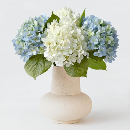 20" 4PCS Artificial Light Blue Hydrangea Flowers Large Faux Latex Real Touch Fake Hydrangeas Silk Bouquet with Leaves Stems for Family Table Office Wedding Party Arrangements