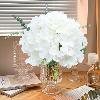 65pcs White Hydrangea Artificial Flowers Bulk (Not Squished, No Steaming Need) Ivory Faux Hydrangeas Bouquet Silk Flowers with Stems for Wedding,Party,Centerpieces,Home,Baby Shower Decor