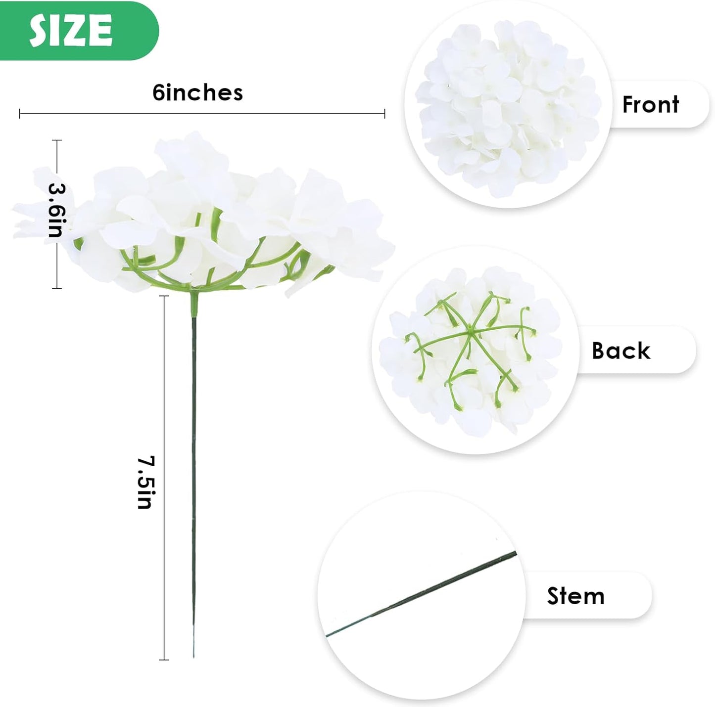 65pcs White Hydrangea Artificial Flowers Bulk (Not Squished, No Steaming Need) Ivory Faux Hydrangeas Bouquet Silk Flowers with Stems for Wedding,Party,Centerpieces,Home,Baby Shower Decor