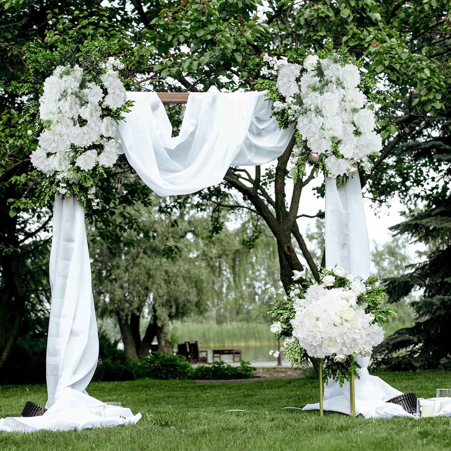 65pcs White Hydrangea Artificial Flowers Bulk (Not Squished, No Steaming Need) Ivory Faux Hydrangeas Bouquet Silk Flowers with Stems for Wedding,Party,Centerpieces,Home,Baby Shower Decor