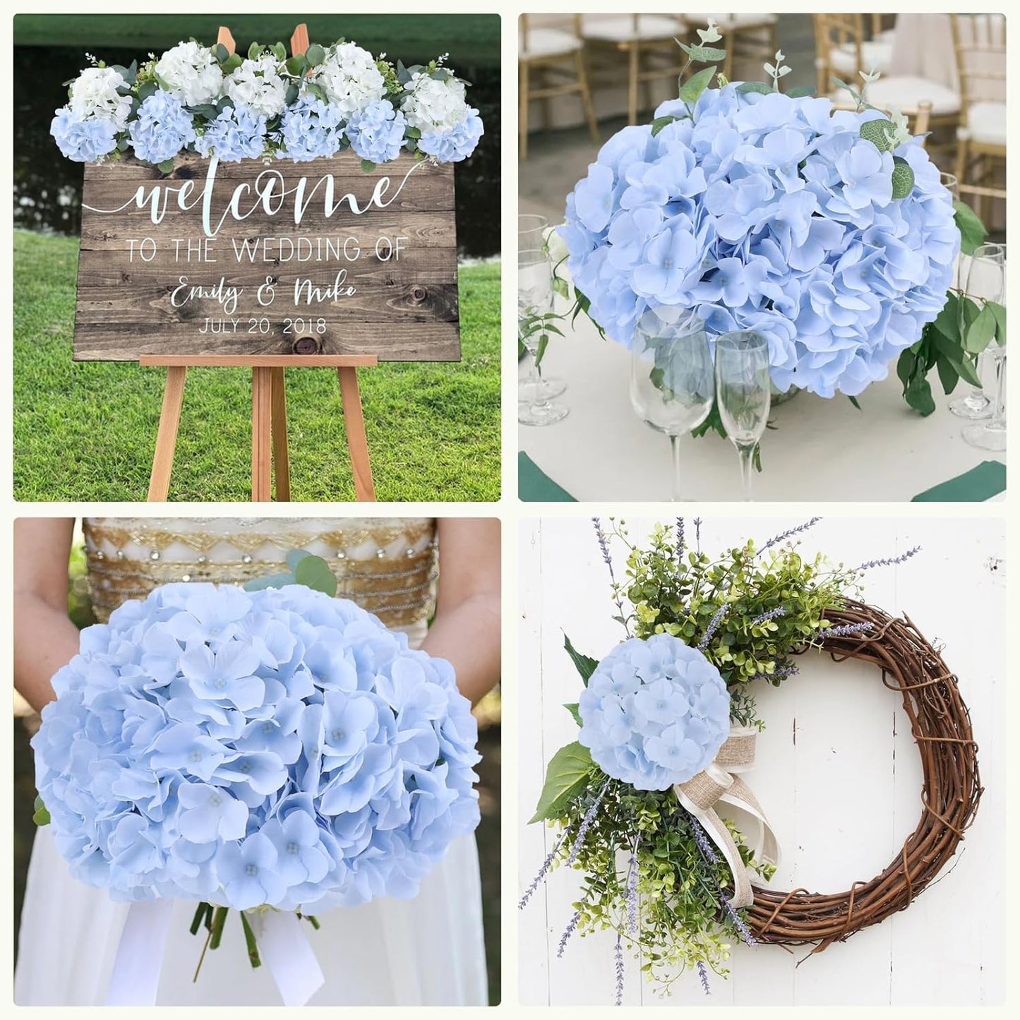 65pcs White Hydrangea Artificial Flowers Bulk (Not Squished, No Steaming Need) Ivory Faux Hydrangeas Bouquet Silk Flowers with Stems for Wedding,Party,Centerpieces,Home,Baby Shower Decor