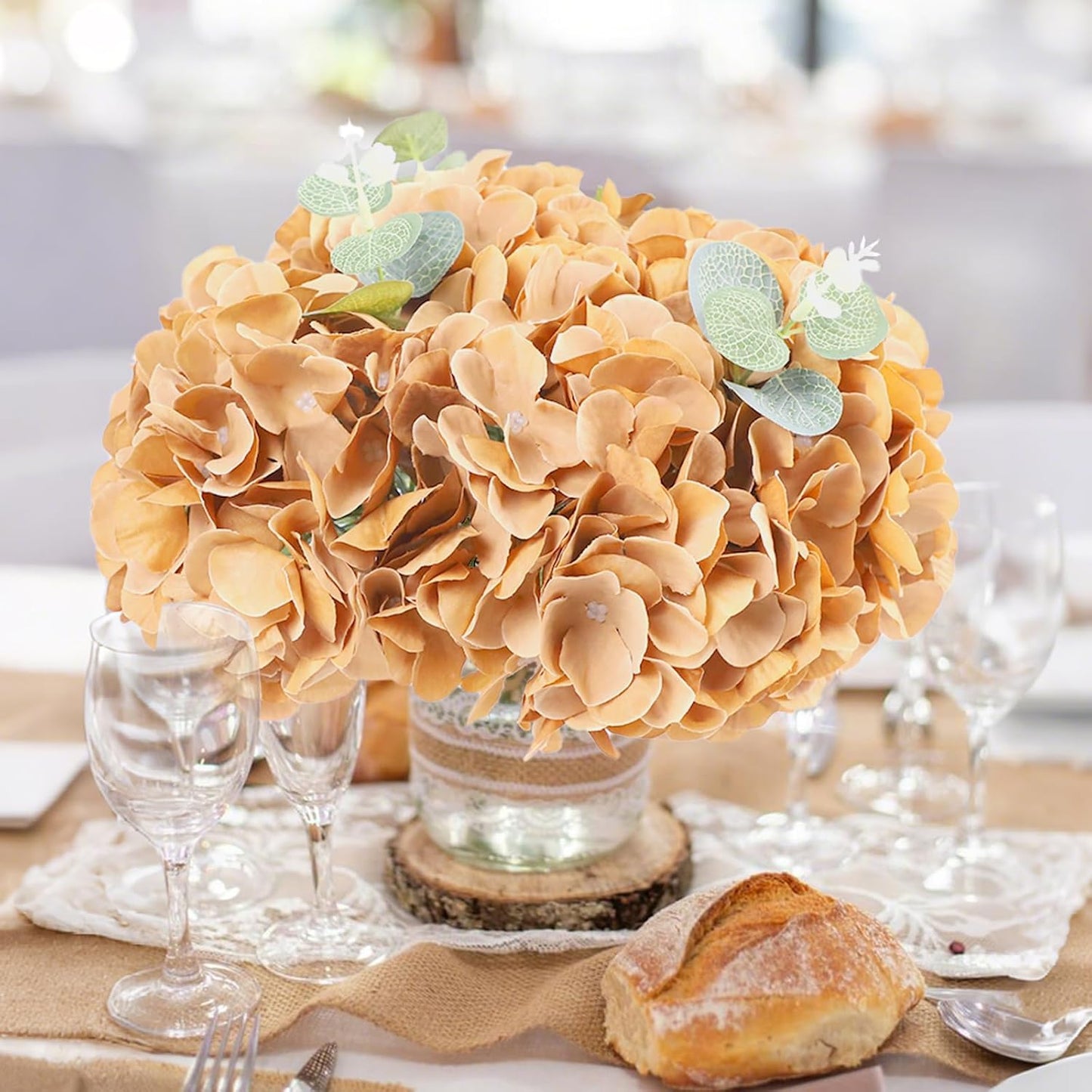 65pcs White Hydrangea Artificial Flowers Bulk (Not Squished, No Steaming Need) Ivory Faux Hydrangeas Bouquet Silk Flowers with Stems for Wedding,Party,Centerpieces,Home,Baby Shower Decor