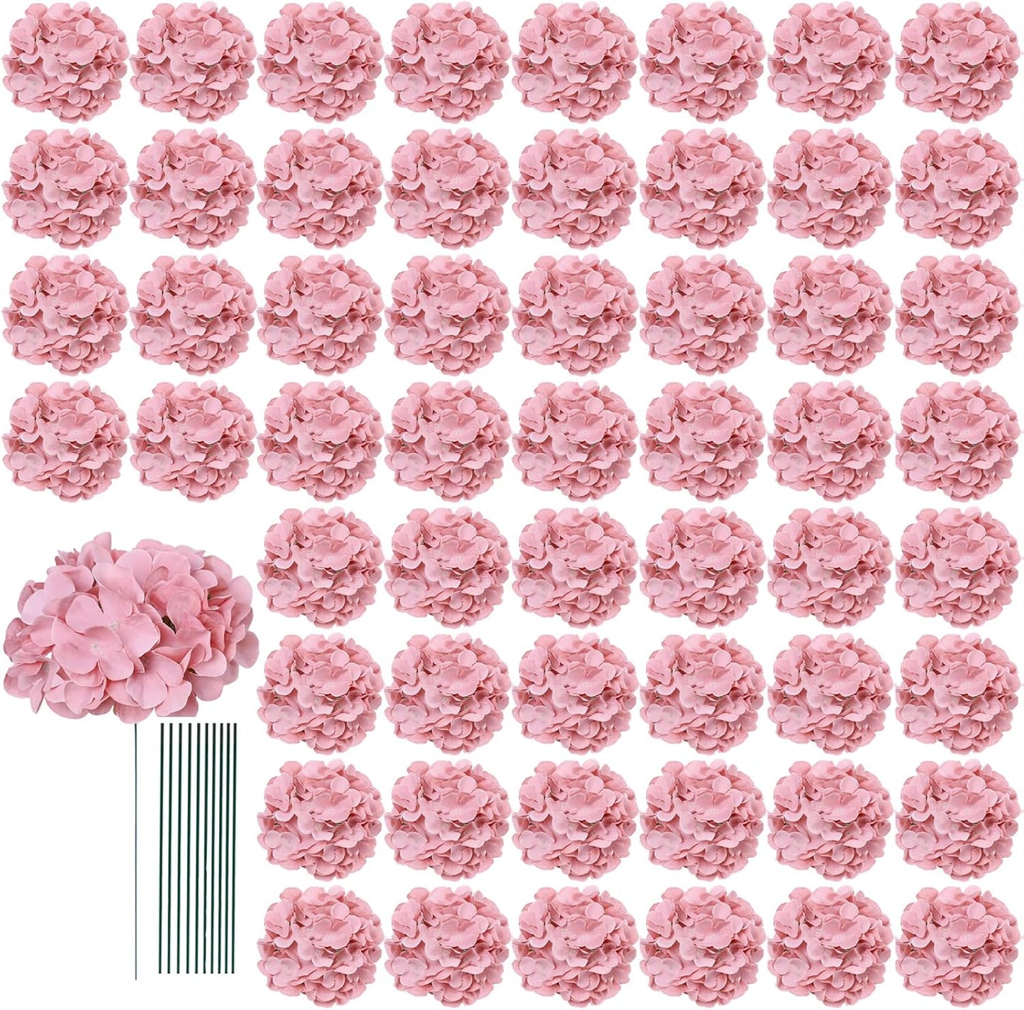 65pcs White Hydrangea Artificial Flowers Bulk (Not Squished, No Steaming Need) Ivory Faux Hydrangeas Bouquet Silk Flowers with Stems for Wedding,Party,Centerpieces,Home,Baby Shower Decor