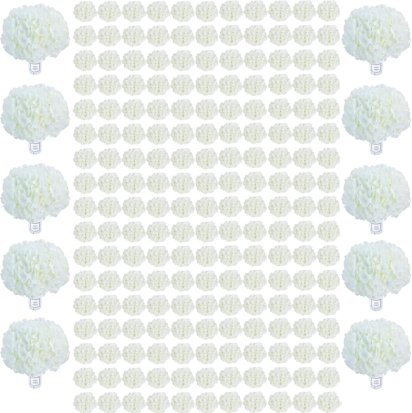 65pcs White Hydrangea Artificial Flowers Bulk (Not Squished, No Steaming Need) Ivory Faux Hydrangeas Bouquet Silk Flowers with Stems for Wedding,Party,Centerpieces,Home,Baby Shower Decor
